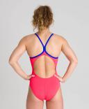Arena Women's Solid Maxlife Light Drop Back One Piece Swimsuit - Fluo Red/Neon Blue | Polyester - Swimoutlet.com