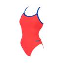 Arena Women's Solid Maxlife Light Drop Back One Piece Swimsuit - Fluo Red/Neon Blue | Polyester - Swimoutlet.com