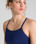 Arena Women's Solid Maxlife Light Drop Back One Piece Swimsuit - Navy/Metallic Silver | Polyester - Swimoutlet.com