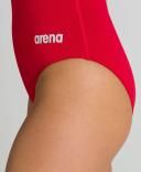 Arena Women's Solid Maxlife Light Drop Back One Piece Swimsuit - Red/Metallic Silver | Polyester - Swimoutlet.com