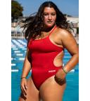 Arena Women's Solid Maxlife Light Drop Back One Piece Swimsuit - Red/Metallic Silver | Polyester - Swimoutlet.com