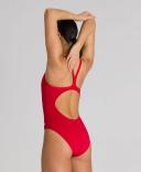 Arena Women's Solid Maxlife Light Drop Back One Piece Swimsuit - Red/Metallic Silver | Polyester - Swimoutlet.com
