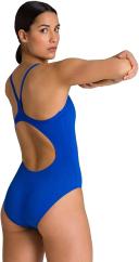 Arena Women's Solid Maxlife Light Drop Back One Piece Swimsuit - Royal/Metallic Silver | Polyester - Swimoutlet.com