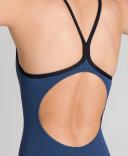 Arena Women's Solid Maxlife Light Drop Back One Piece Swimsuit - Shark/Black | Polyester - Swimoutlet.com