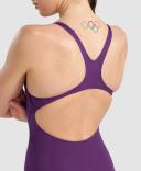 Arena Women's Solid Pro Back One Piece Swimsuit - Plum/White | Polyester - Swimoutlet.com