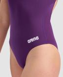 Arena Women's Solid Pro Back One Piece Swimsuit - Plum/White | Polyester - Swimoutlet.com