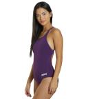 Arena Women's Solid Pro Back One Piece Swimsuit - Plum/White | Polyester - Swimoutlet.com