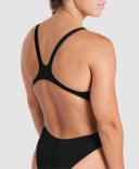Arena Women's Solid Tech Back One Piece Swimsuit - Black/White | Polyester - Swimoutlet.com