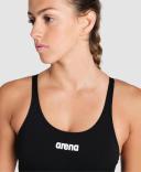 Arena Women's Solid Tech Back One Piece Swimsuit - Black/White | Polyester - Swimoutlet.com