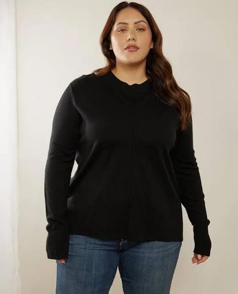 Atmos&Here Curvy - Women's Black Jumpers - Chelsea Classic Wool Blend Knit - Size 26 at The Iconic