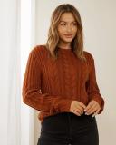 Atmos&Here - Women's Brown Jumpers - Hazel Wool Blend Cable Knit Jumper - Size 10 at The Iconic