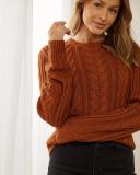 Atmos&Here - Women's Brown Jumpers - Hazel Wool Blend Cable Knit Jumper - Size 16 at The Iconic