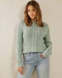Atmos&Here - Women's Green Jumpers - Hazel Wool Blend Cable Knit Jumper - Size 14 at The Iconic