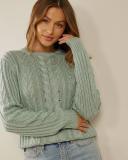 Atmos&Here - Women's Green Jumpers - Hazel Wool Blend Cable Knit Jumper - Size 14 at The Iconic