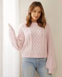 Atmos&Here - Women's Pink Jumpers - Emily Wool Blend Cable Knit Jumper - Size 12 at The Iconic