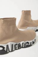 Balenciaga Speed Logo-Print Stretch-knit High-Top Sneakers - Women - Beige Sneakers - IT35