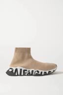 Balenciaga Speed Logo-Print Stretch-knit High-Top Sneakers - Women - Beige Sneakers - IT39