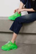 Balenciaga Triple S Clear Sole Logo-Embroidered Faux Leather and Mesh Sneakers - Women - Green Sneakers - IT36