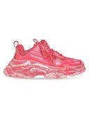 Balenciaga Triple S Logo-Embroidered Distressed Leather, Nubuck and Mesh Sneakers - Women - Pink Sneakers - IT35
