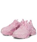 Balenciaga Triple S Logo-Embroidered Distressed Leather, Nubuck and Mesh Sneakers - Women - Pink Sneakers - IT38
