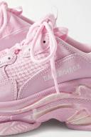 Balenciaga Triple S Logo-Embroidered Distressed Leather, Nubuck and Mesh Sneakers - Women - Pink Sneakers - IT38
