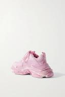 Balenciaga Triple S Logo-Embroidered Distressed Leather, Nubuck and Mesh Sneakers - Women - Pink Sneakers - IT38