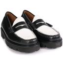 Bass Weejuns Men's Larson 90s Loafer in Black/White Leather, Size UK 10 | END. Clothing