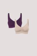 Bella Bamboo Ultimate Adjustable Wirefree Bra 2 Pack | Crop Top Bras blueberry/sand / VV