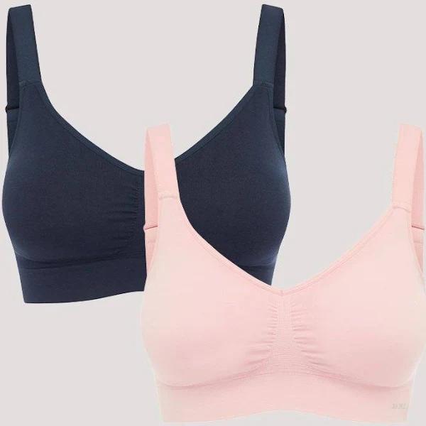 Bella Bamboo Ultimate Adjustable Wirefree Bra 2 Pack | Crop Top Bras midnight/carnation / XV