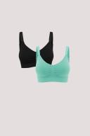 Bella Bamboo Ultimate Adjustable Wirefree Bra 2 Pack | Crop Top Bras Turquoise/Black / VV