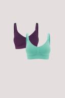 Bella Bodies Ultimate Adjustable Bamboo Crop Bra 2 Pack in Blueberry & Turquoise Medium