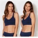Bella Bodies Ultimate Adjustable Bamboo Crop Bra 2 Pack in Blueberry & Turquoise Medium