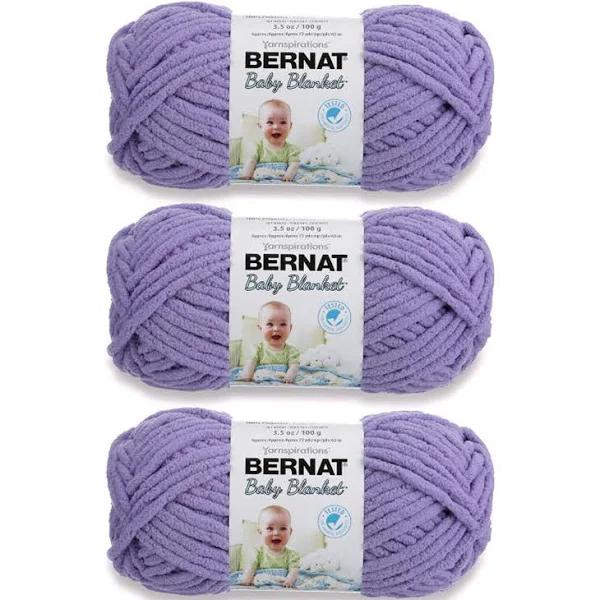 Bernat Baby Blanket Lilac Yarn - 3 Pack of 100g/3.5oz - Polyester - 6 Super Bulky - 72 Yards - Knitting/Crochet