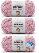 Bernat Baby Velvet Yarn - 3.5 oz, Pink Mist - 3 Pack Bundle With Bella's Crafts Stitch Markers