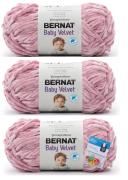 Bernat Baby Velvet Yarn - 3.5 oz, Pink Mist - 3 Pack Bundle With Bella's Crafts Stitch Markers