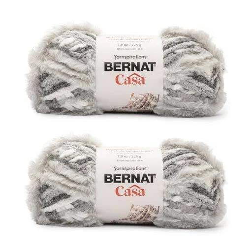 Bernat Casa Gray Cloud 2 Pack of 226g/8oz-Polyester-6 Super Bulky-Knitting/Crochet Yarn