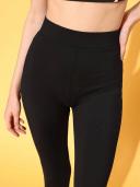 Berrylush Women Solid Black Super Stretchy & High Waisted Elastic Waist Sports Tights 14