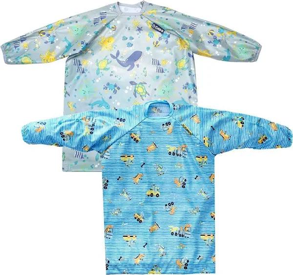 Bibado - 2-Pack Baby & Toddler Feeding Coverall Bib, Baby Led Weaning Bib, Long Sleeve Bib, Easy To Clean Baby Bibs For Eating, Adjustable High