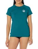 Body Glove Women's in Motion Short Sleeve Rash Guard - Kingfisher | Nylon/Spandex - Swimoutlet.com