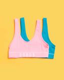 Bonds Girls' Original Retro Rib Tank Crop Tops 2-Pack - Pink/Teal AU Size 6-8 - AfterPay & zipPay Available
