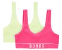 Bonds Girls' Originals Rib Tank Crop 2-Pack - Neon Pink/Yellow AU Size 10-12 - AfterPay & zipPay Available