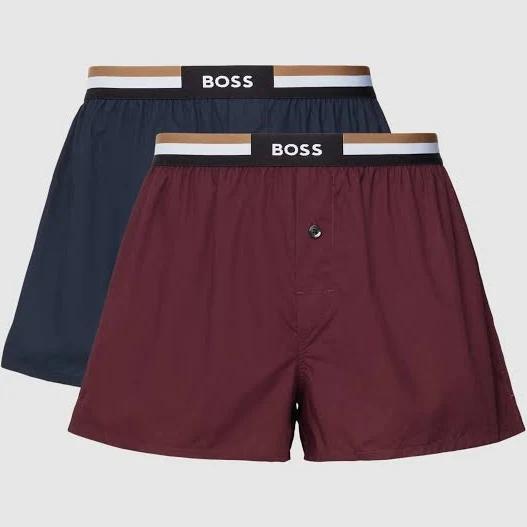 Boss Two-pack of Cotton Pyjama Shorts With Signature waistbands, Men, Size: XL, Dark Purple