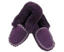 BR 100% Sheepskin Moccasins Slippers Winter Casual Genuine Slip On UGG Non-slip - Purple - 5