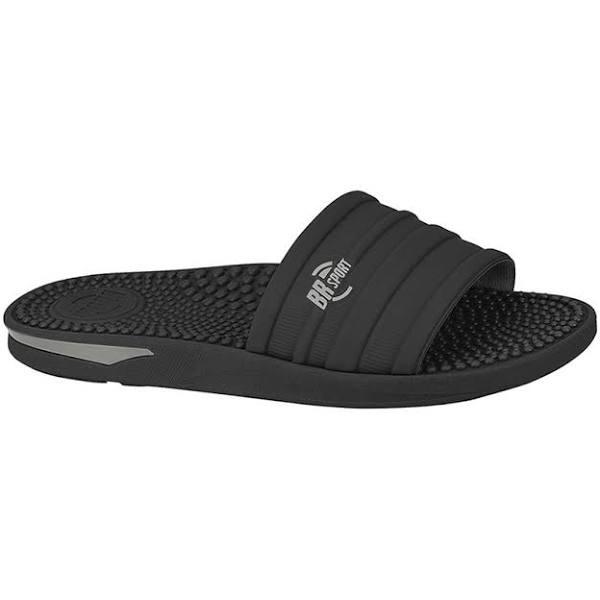 BR Sport Zak Mens Brazilian Comfort Slides Sandals with Massage Balls Black 10 AUS or 44 EUR