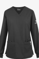 Butter-Soft Originals Women's 7-Pocket Curved V-Neck Long Sleeve Scrub Top in Black | Size M Polyester/cotton