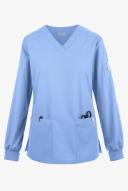 Butter-Soft Originals Women's 7-Pocket Curved V-Neck Long Sleeve Scrub Top in Ceil Blue | Size S Polyester/cotton