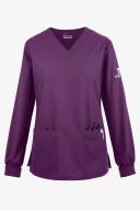 Butter-Soft Originals Women's 7-Pocket Curved V-Neck Long Sleeve Scrub Top in Eggplant | Size L Polyester/cotton