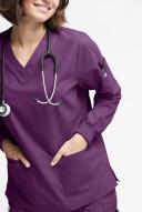 Butter-Soft Originals Women's 7-Pocket Curved V-Neck Long Sleeve Scrub Top in Eggplant | Size XS Polyester/cotton