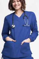 Butter-Soft Originals Women's 7-Pocket Curved V-Neck Long Sleeve Scrub Top in Galaxy | Size 3x Polyester/cotton