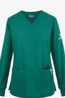 Butter-Soft Originals Women's 7-Pocket Curved V-Neck Long Sleeve Scrub Top in Hunter | Size M Polyester/cotton